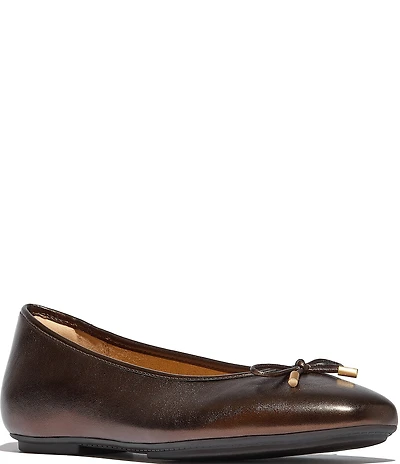 FitFlop Delicato Soft Metallic Leather Bow Hidden Wedge Ballet Flats