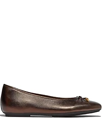 FitFlop Delicato Soft Metallic Leather Bow Hidden Wedge Ballet Flats