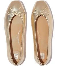 FitFlop Delicato Soft Metallic Leather Bow Hidden Wedge Ballet Flats