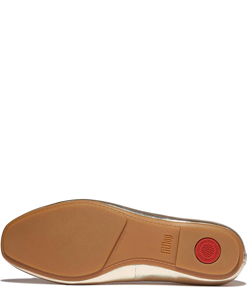 FitFlop Delicato Soft Metallic Leather Bow Hidden Wedge Ballet Flats