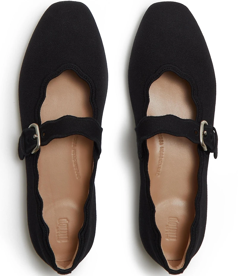 FitFlop Delicato Wave-Edge Canvas Mary Jane Ballet Flats