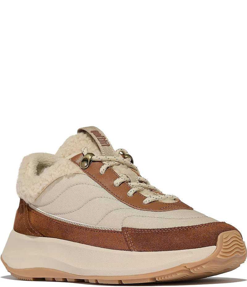 Fitflop F-Mode Faux Shearling Lace Up Sneakers