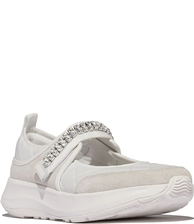 Fitflop F-Mode Flow Quilted Jewel Ornamented Mary Jane Sneakers