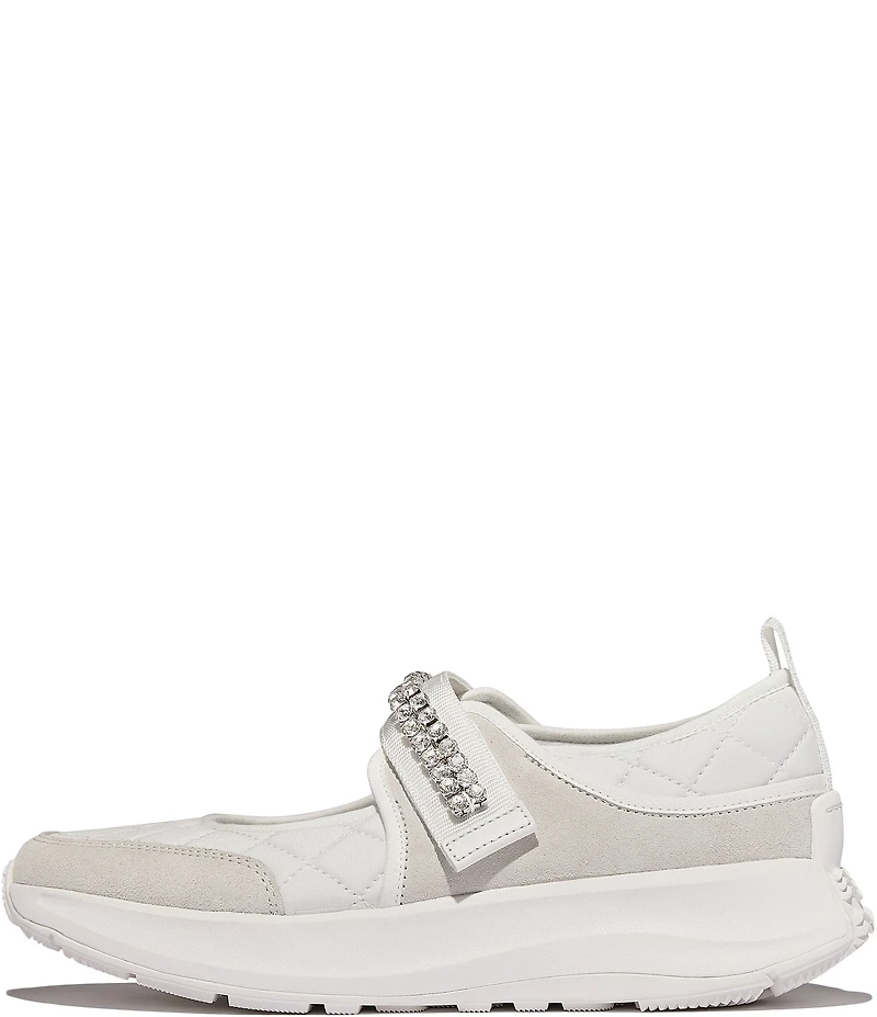 Fitflop F-Mode Flow Quilted Jewel Ornamented Mary Jane Sneakers