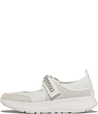 Fitflop F-Mode Flow Quilted Jewel Ornamented Mary Jane Sneakers