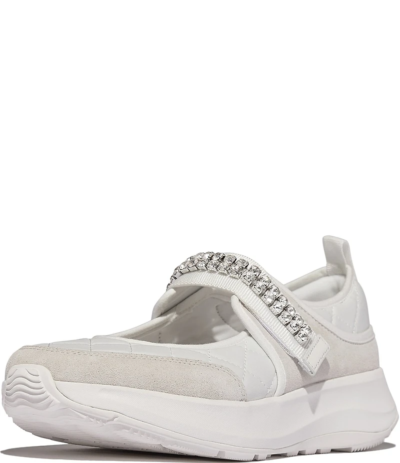 Fitflop F-Mode Flow Quilted Jewel Ornamented Mary Jane Sneakers