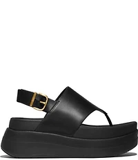FitFlop F-Mode Leather Slingback Thong Platform Sandals
