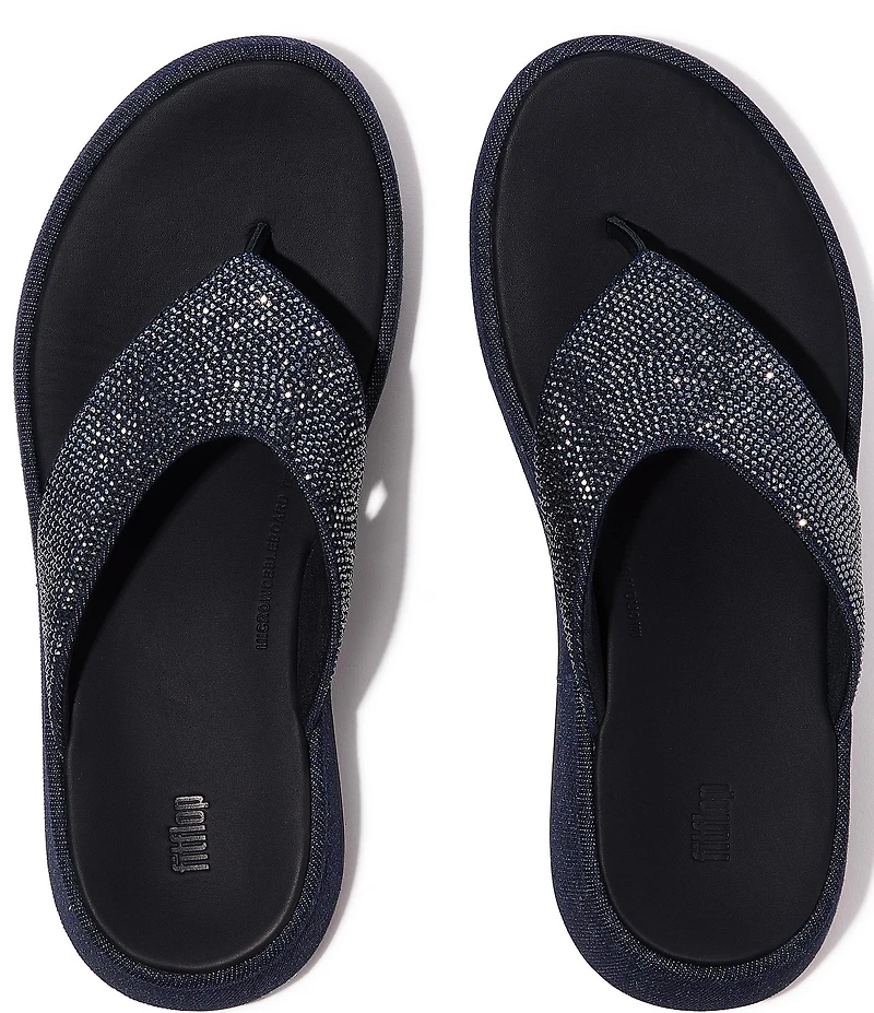 FitFlop F-Mode Toe Post Denim Hotfix Wedge Sandals