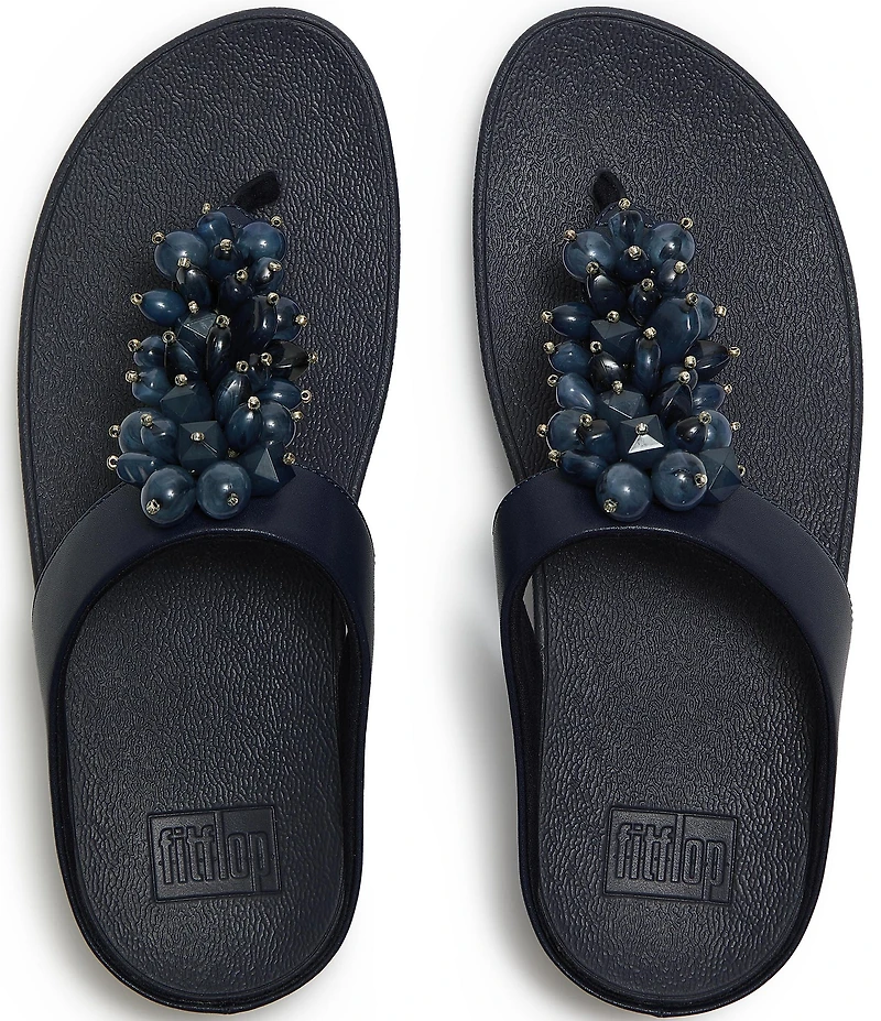 FitFlop Fino Bauble Beaded Ornament Thong Wedge Sandals