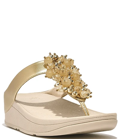 FitFlop Fino Bauble Beaded Ornament Thong Wedge Sandals