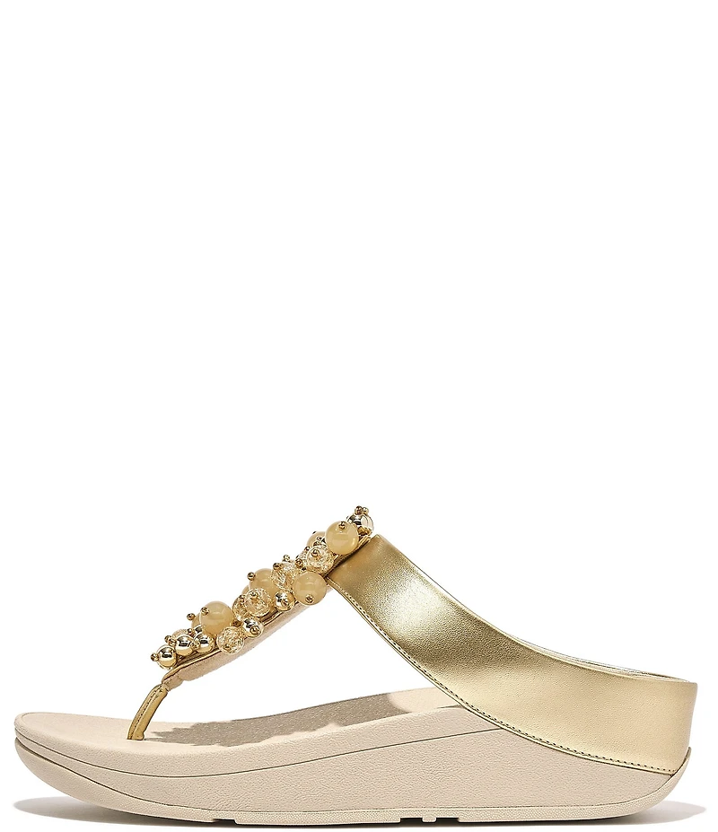 FitFlop Fino Bauble Beaded Ornament Thong Wedge Sandals