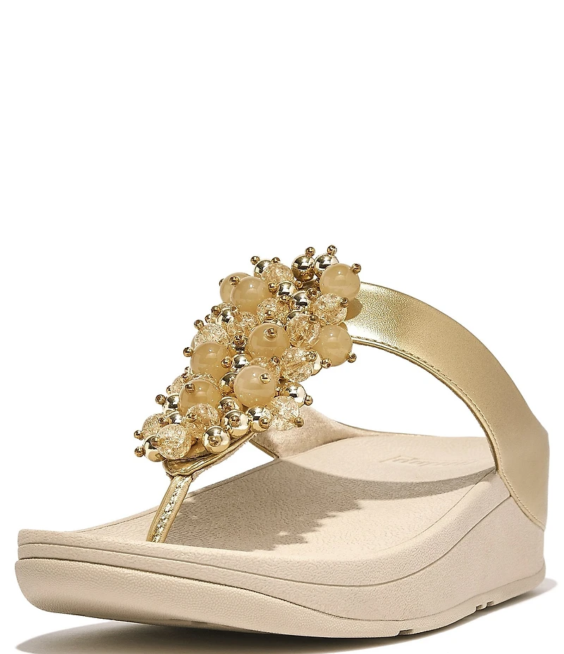 FitFlop Fino Bauble Beaded Ornament Thong Wedge Sandals