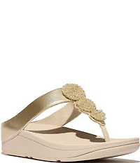 FitFlop Fino Beadie-Button Ornament Thong Wedge Sandals