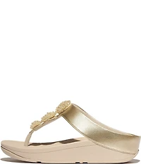 FitFlop Fino Beadie-Button Ornament Thong Wedge Sandals