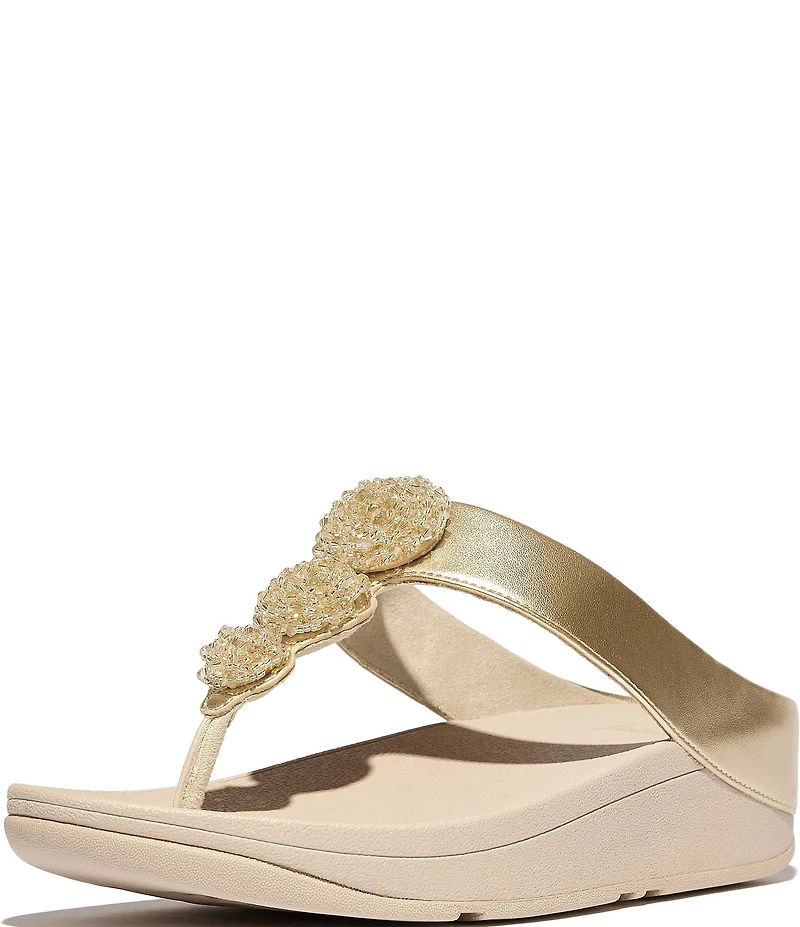 FitFlop Fino Beadie-Button Ornament Thong Wedge Sandals