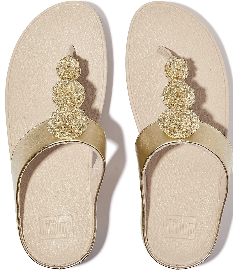 FitFlop Fino Beadie-Button Ornament Thong Wedge Sandals