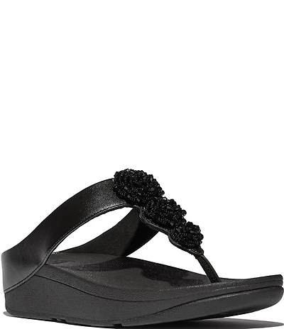 FitFlop Fino Beadie-Button Ornament Thong Wedge Sandals