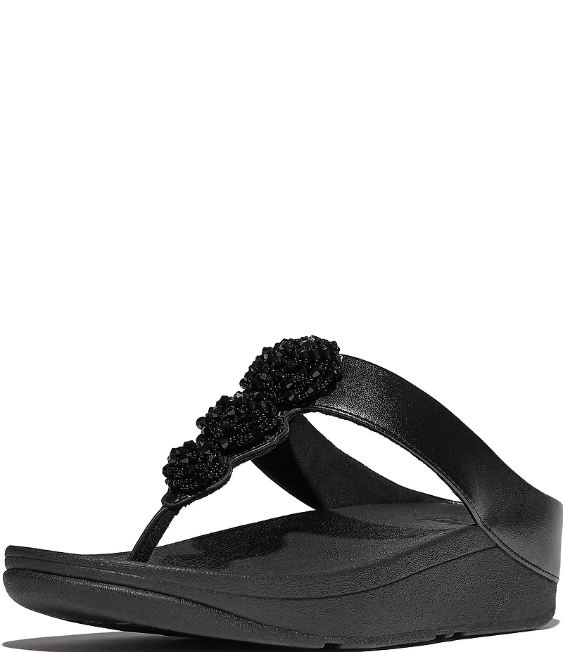 FitFlop Fino Beadie-Button Ornament Thong Wedge Sandals