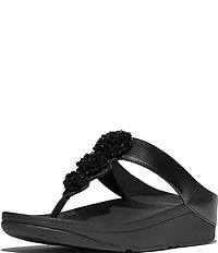 FitFlop Fino Beadie-Button Ornament Thong Wedge Sandals