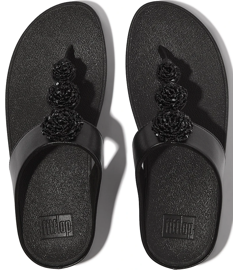 FitFlop Fino Beadie-Button Ornament Thong Wedge Sandals