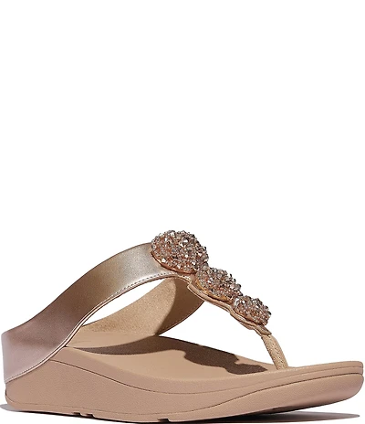FitFlop Fino Beadie-Button Ornament Thong Wedge Sandals