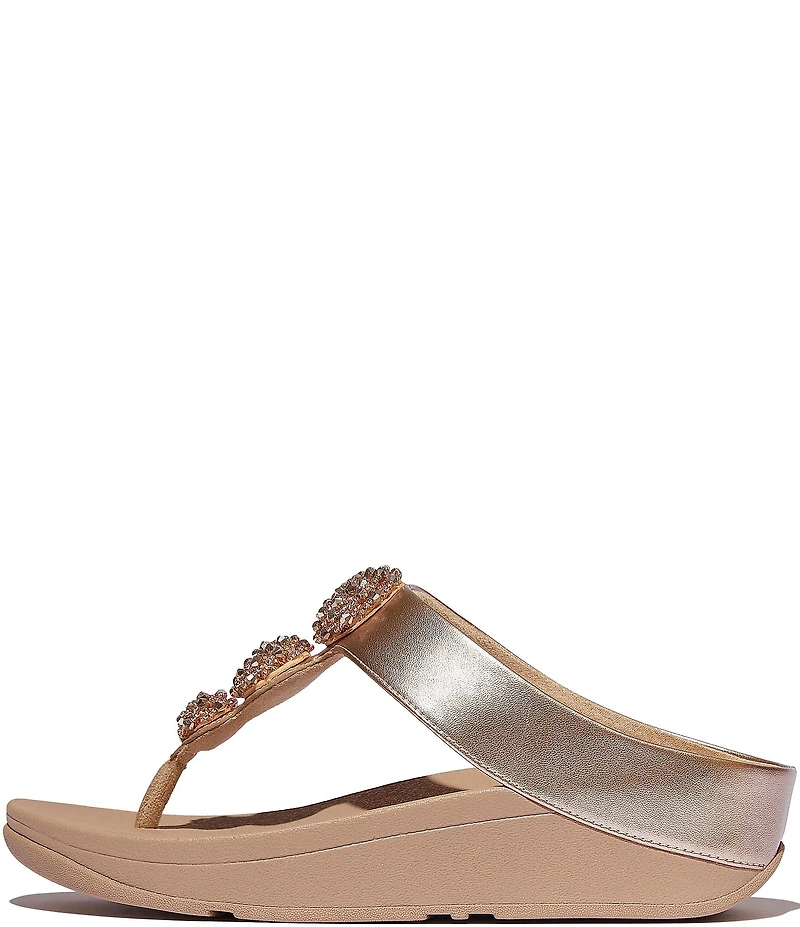 FitFlop Fino Beadie-Button Ornament Thong Wedge Sandals