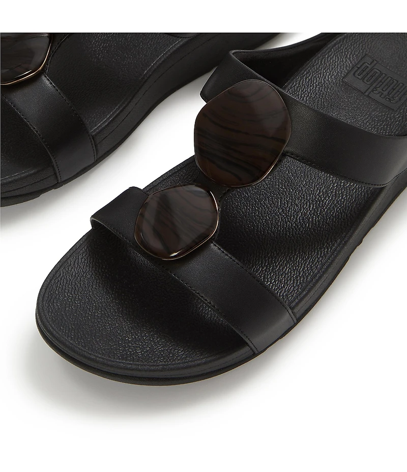 FitFlop Fino Marbled-Stone Leather H-Bar Wedge Slide Sandals