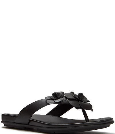 FitFlop Gracie Flower Leather Flip Flops