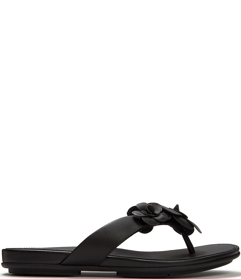 FitFlop Gracie Flower Leather Flip Flops