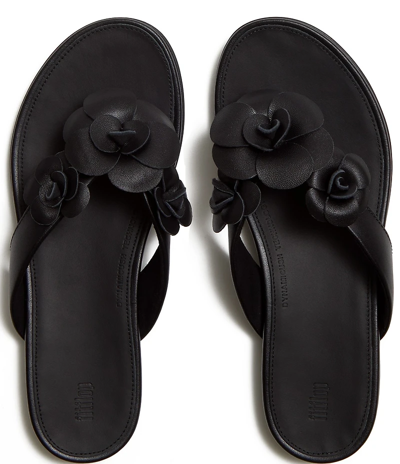 FitFlop Gracie Flower Leather Flip Flops