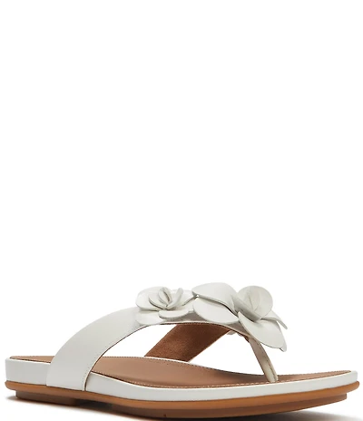 FitFlop Gracie Flower Leather Flip Flops