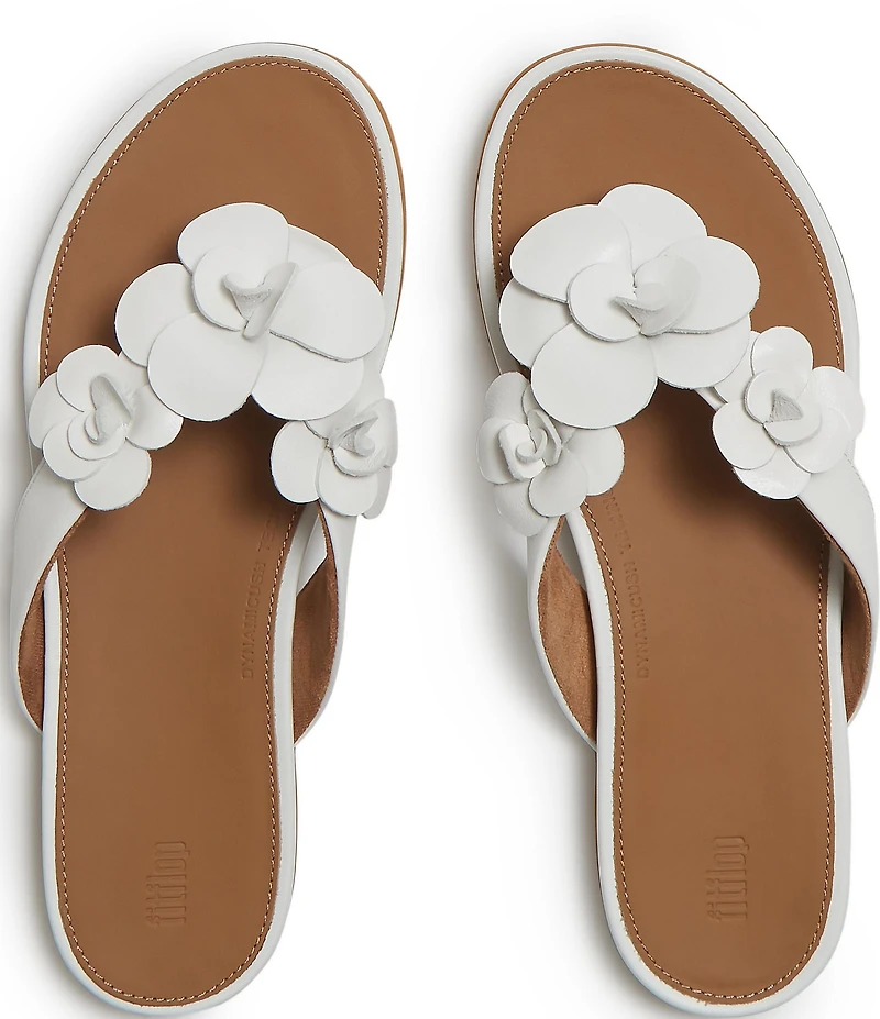 FitFlop Gracie Flower Leather Flip Flops