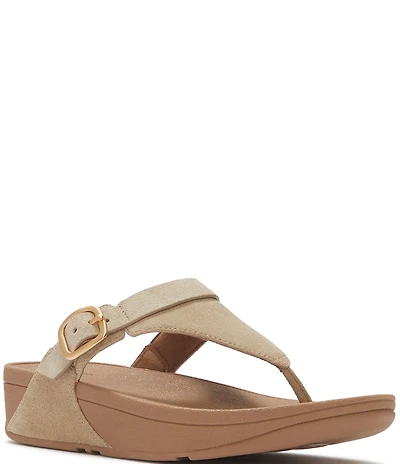 FitFlop Lulu Buckle Suede Toe-Post Wedge Sandals
