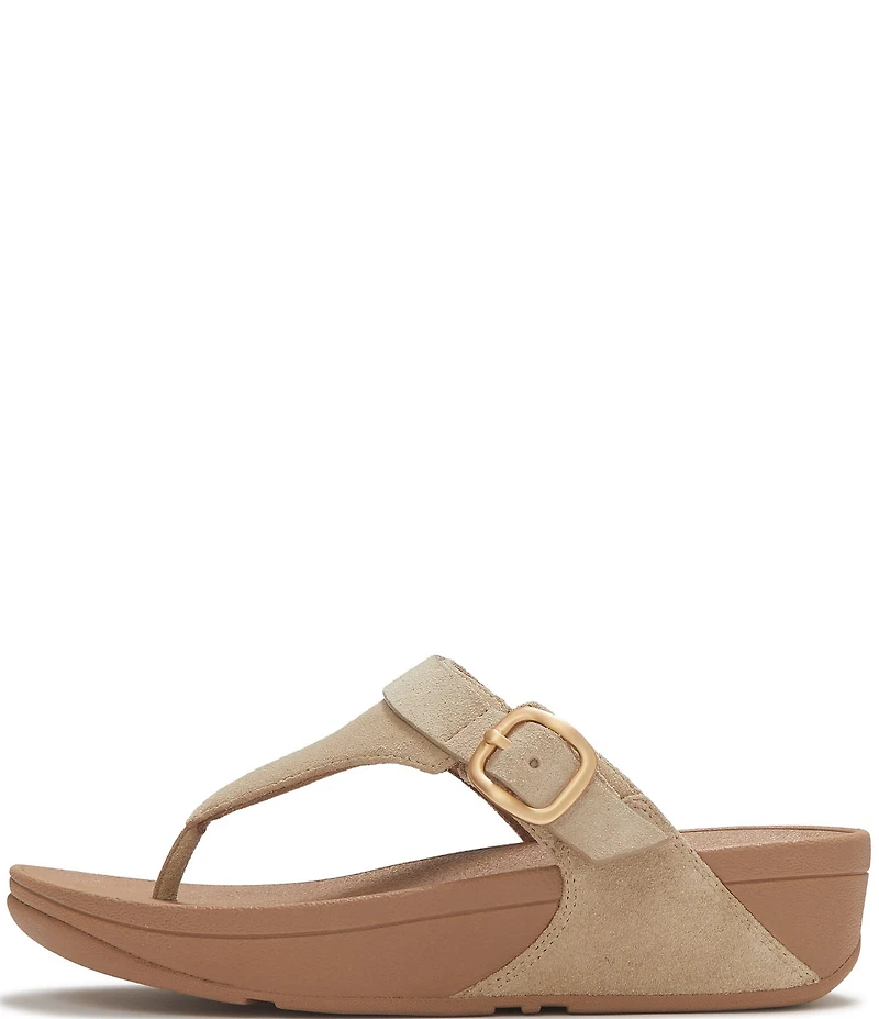 FitFlop Lulu Buckle Suede Toe-Post Wedge Sandals