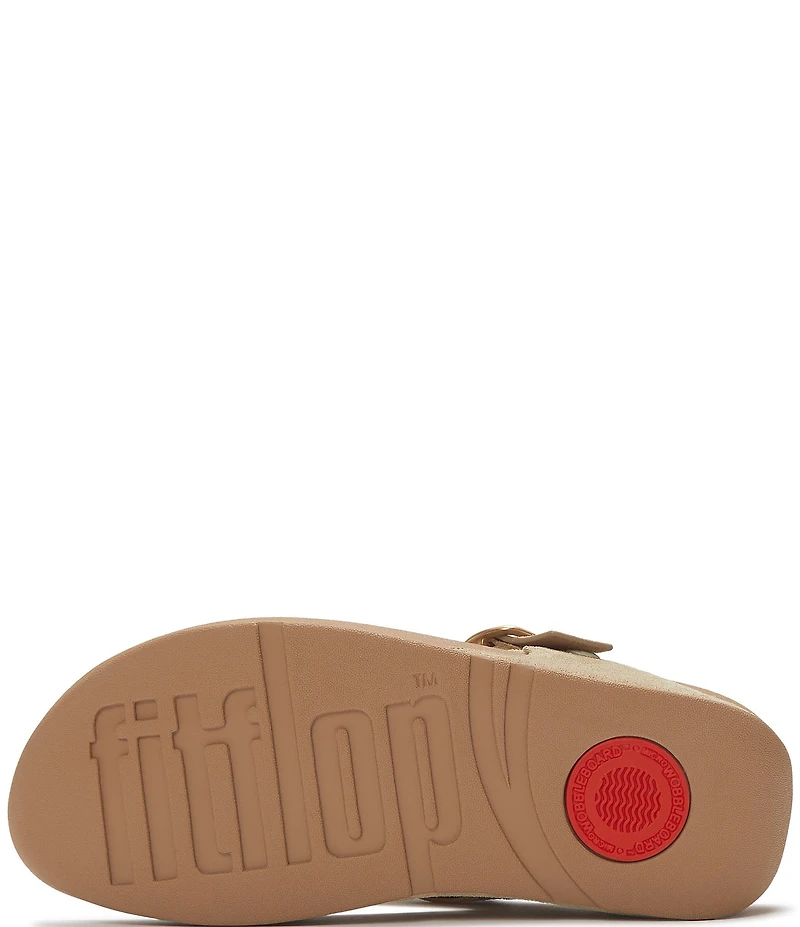 FitFlop Lulu Buckle Suede Toe-Post Wedge Sandals