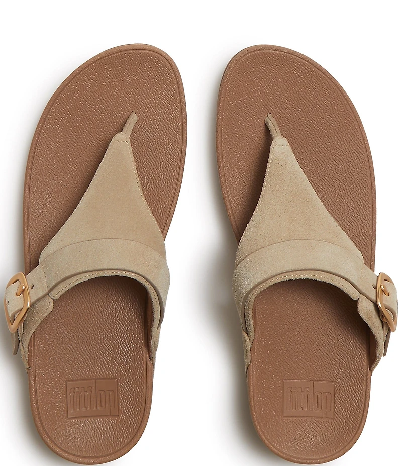 FitFlop Lulu Buckle Suede Toe-Post Wedge Sandals