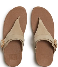 FitFlop Lulu Buckle Suede Toe-Post Wedge Sandals