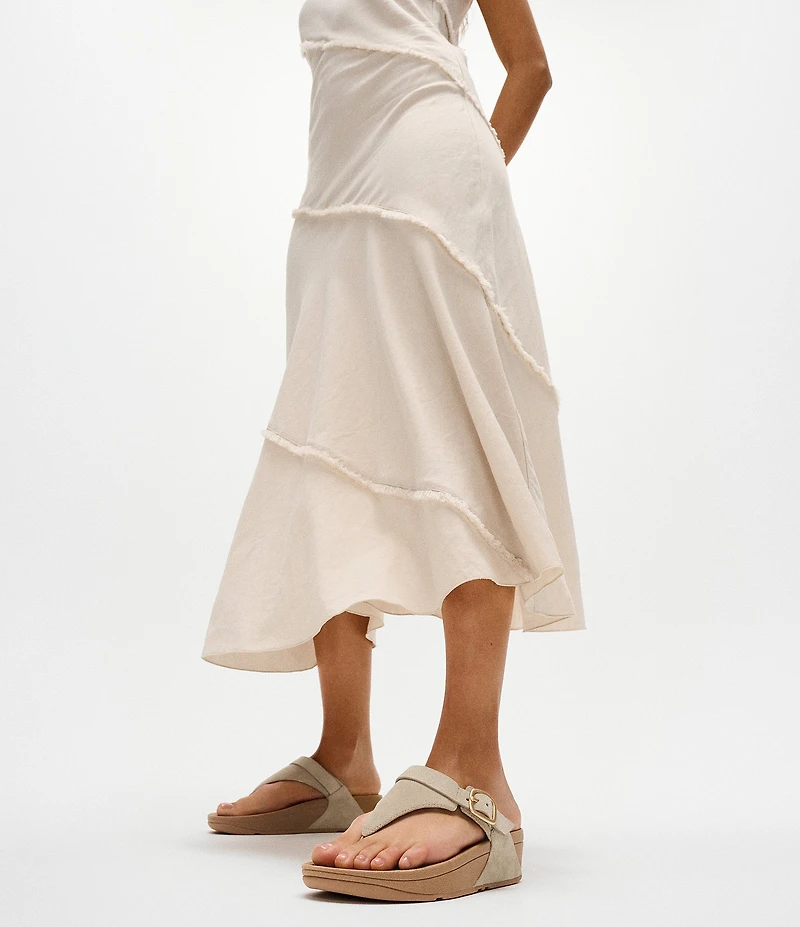 FitFlop Lulu Buckle Suede Toe-Post Wedge Sandals