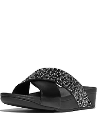 Fitflop Lulu Crystal-Mix Cross Wedge Slide Sandals