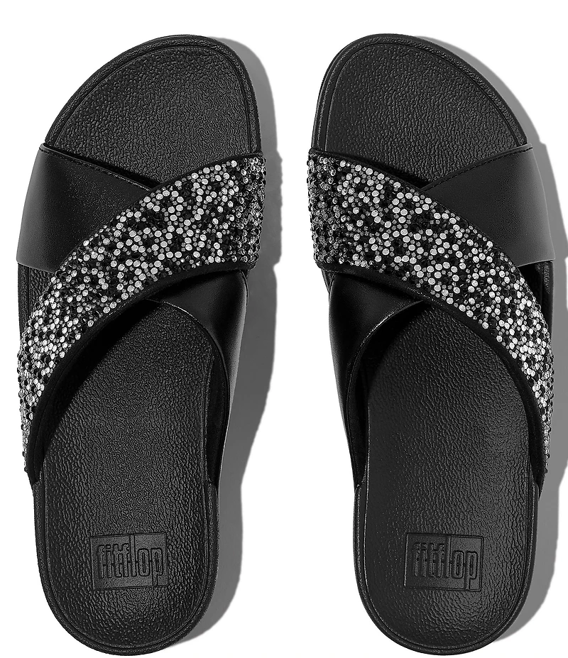 Fitflop Lulu Crystal-Mix Cross Wedge Slide Sandals