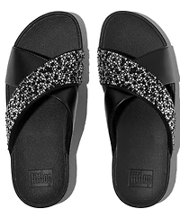 Fitflop Lulu Crystal-Mix Cross Wedge Slide Sandals
