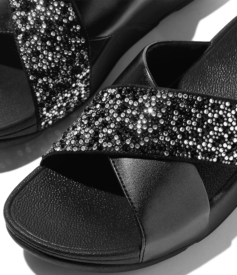 Fitflop Lulu Crystal-Mix Cross Wedge Slide Sandals