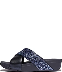 Fitflop Lulu Crystal Metallic Cross Wedge Slides