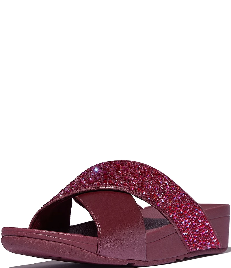 Fitflop Lulu Crystal Metallic Cross Wedge Slides