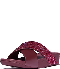 Fitflop Lulu Crystal Metallic Cross Wedge Slides