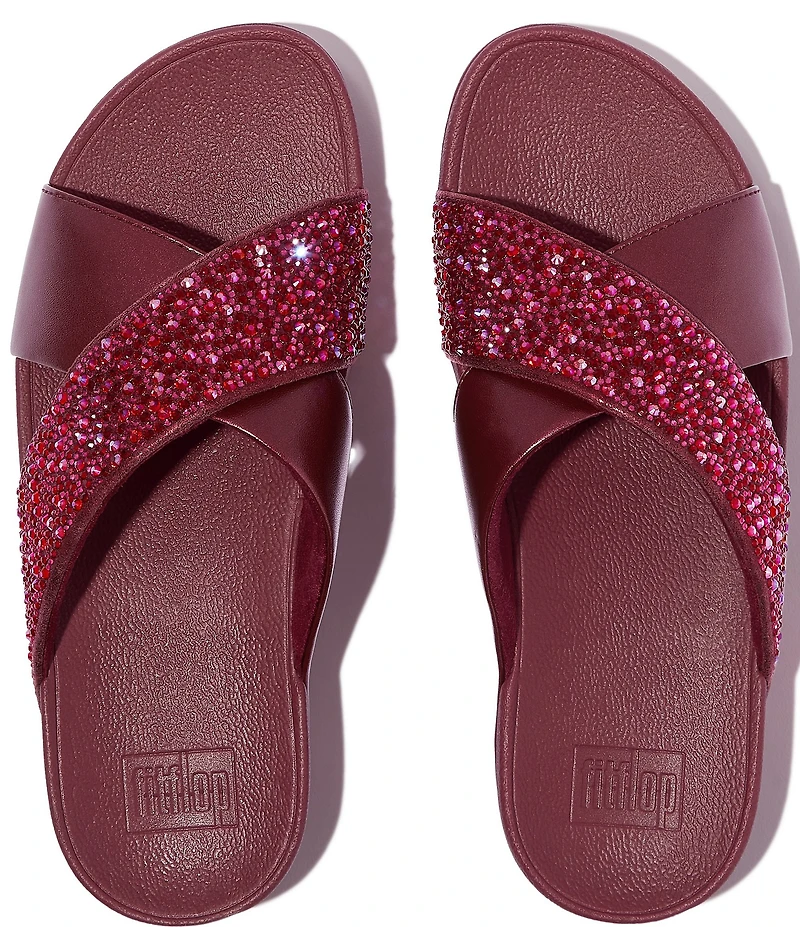 Fitflop Lulu Crystal Metallic Cross Wedge Slides