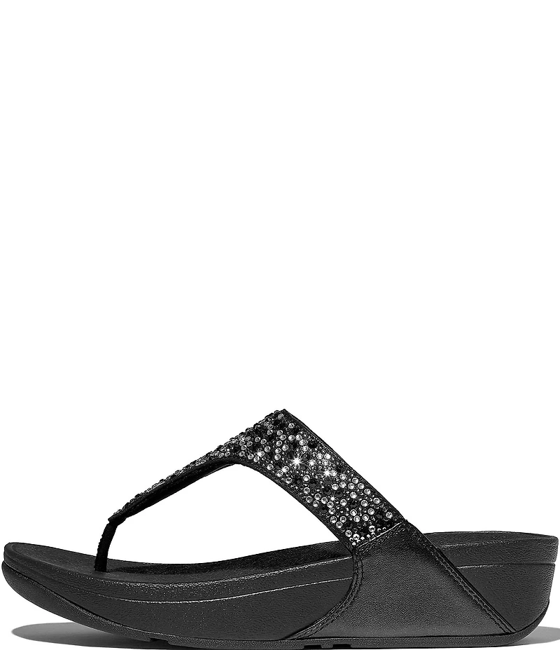 FitFlop Lulu Crystal-Mix Metallic Thong Wedge Sandals