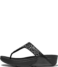FitFlop Lulu Crystal-Mix Metallic Thong Wedge Sandals