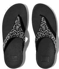 FitFlop Lulu Crystal-Mix Metallic Thong Wedge Sandals