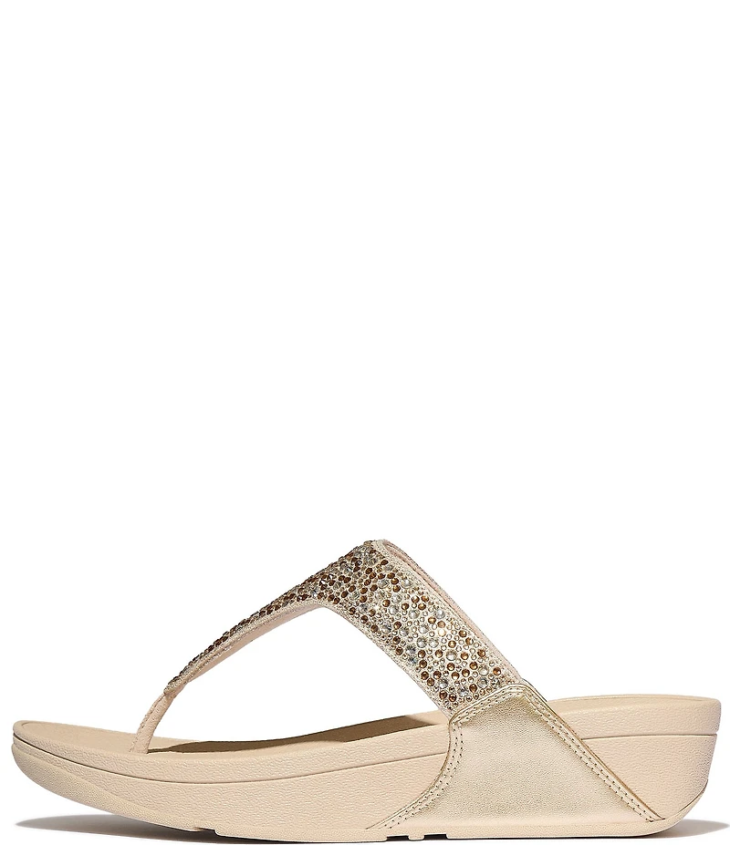 FitFlop Lulu Crystal-Mix Metallic Thong Wedge Sandals